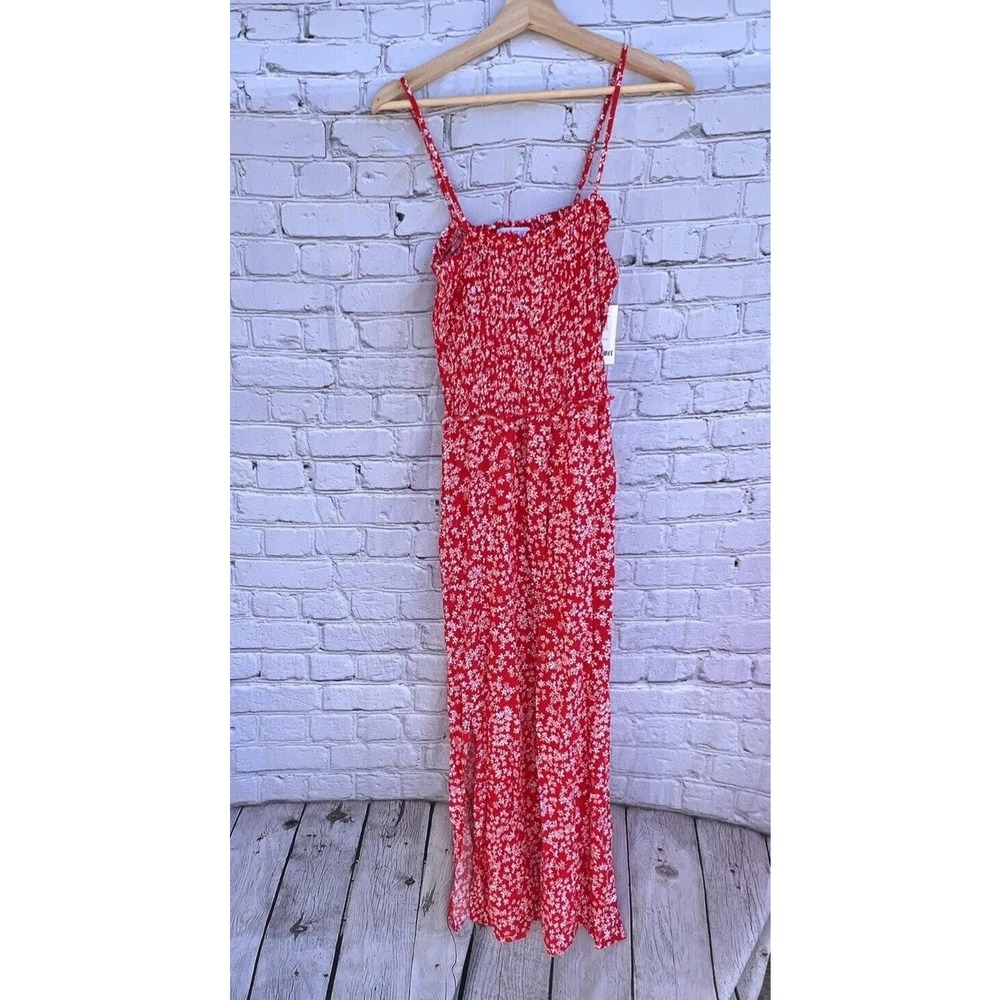 Pacific Vibes Women’s Long Sun Dress Red White Floral NEW Size XL